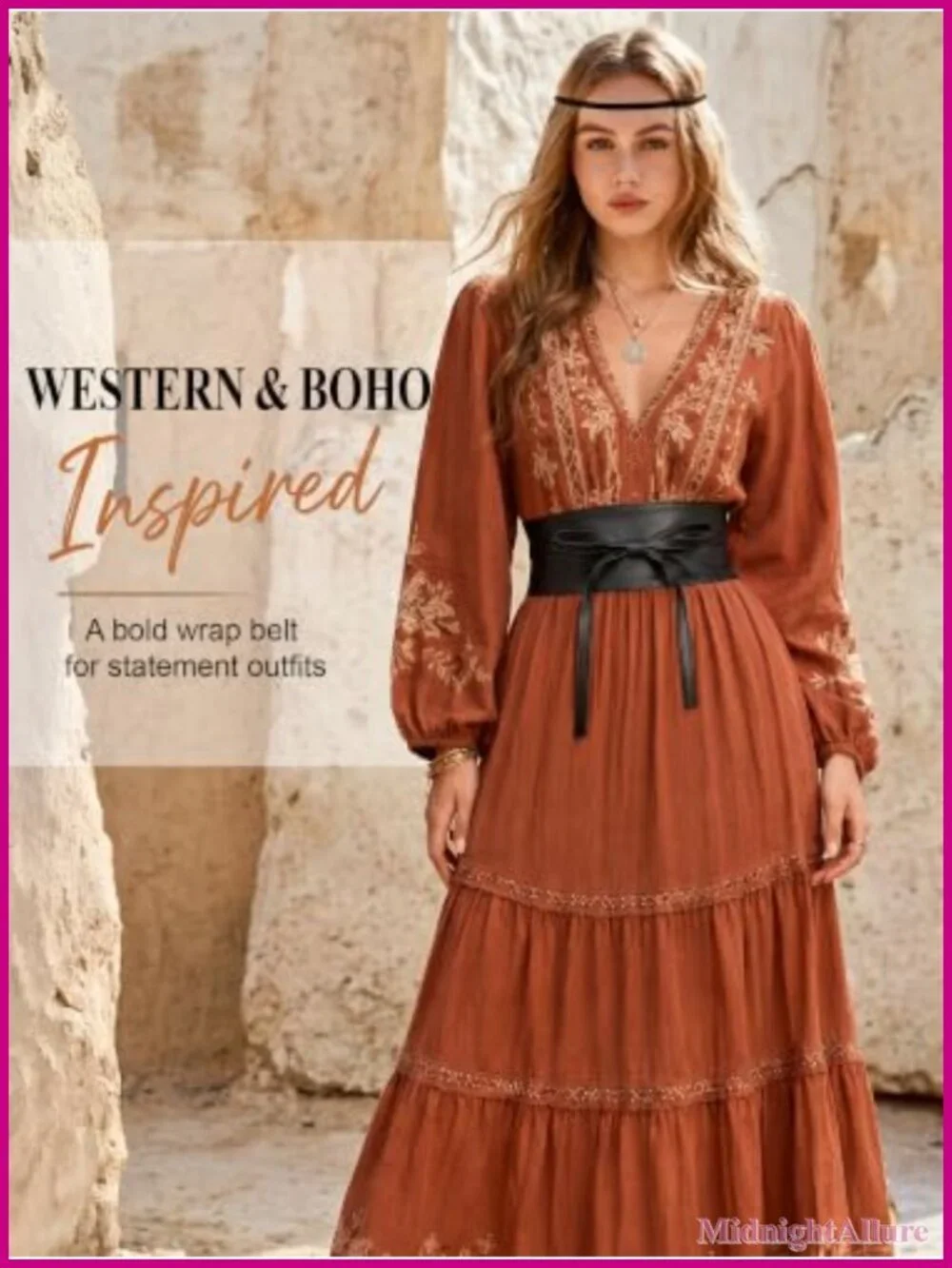 Women's Wide Obi Faux Leather Corset Wrap Belt Lace Up Waist Tie